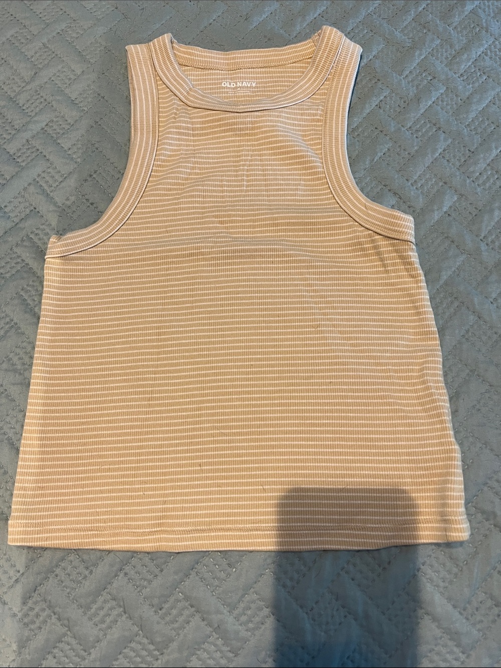 Old Navy Beige Striped Ribbed Tank Top size M